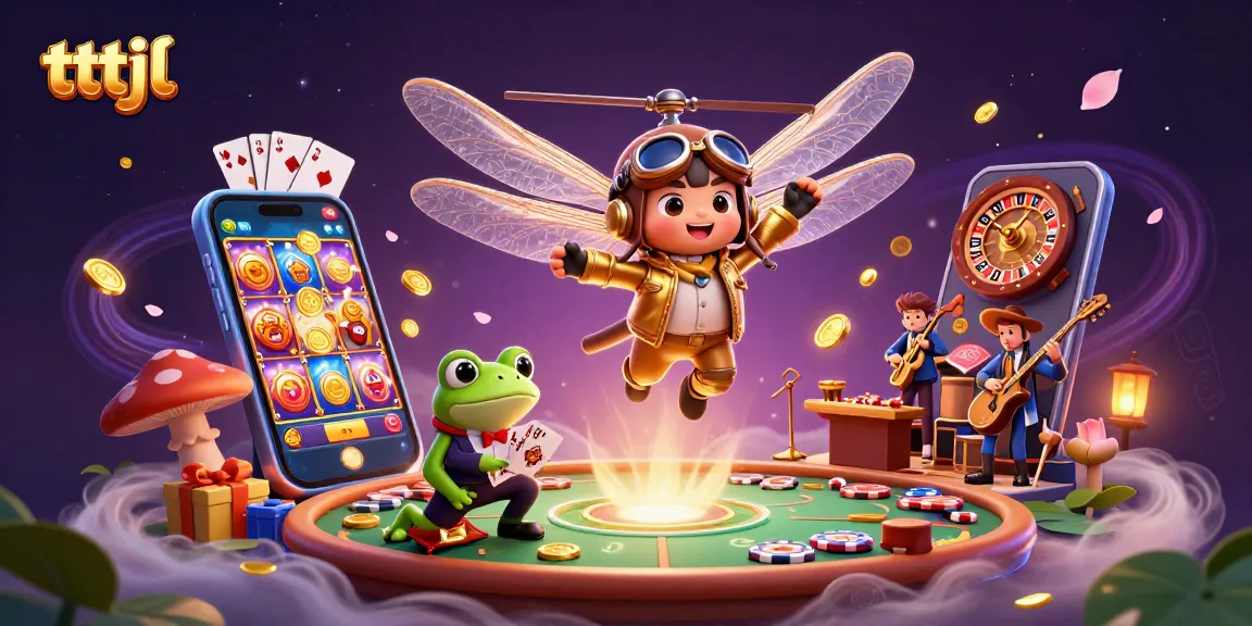 Experience the thrills of tttjl with a 3D animated casino scene featuring vibrant characters and elements.
