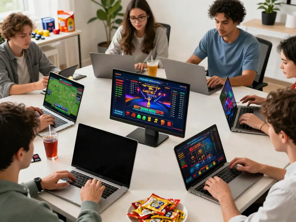 Diverse group enjoying the TA88 online betting experience with multiple devices.