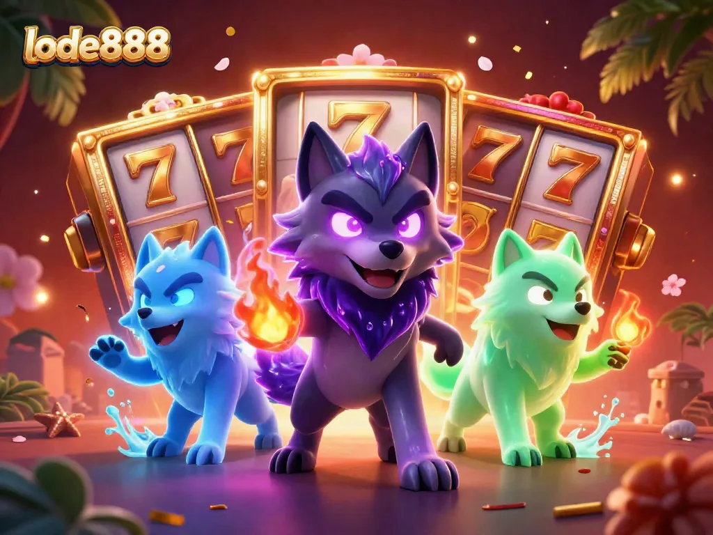 Experience the thrill of lode888 with a vibrant depiction of a 3D slot gaming scene featuring the essence of victory.