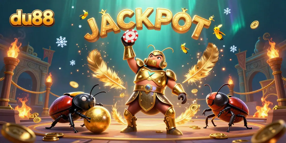 Experience the thrill of du88 with animated characters celebrating a jackpot in a vibrant casino scene.