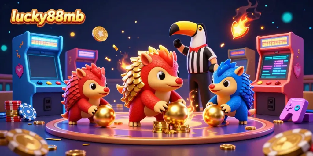 Experience the dynamic world of lucky88mb with vibrant pangolins bowling poker chips, showcasing an exciting casino atmosphere.