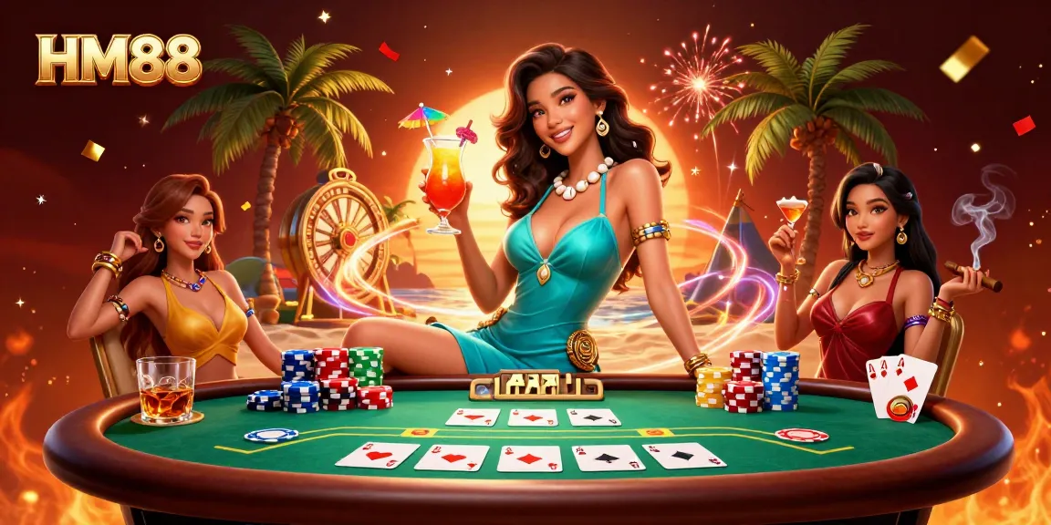Experience thrilling gaming at HM88 casino with vibrant characters and rich casino elements.