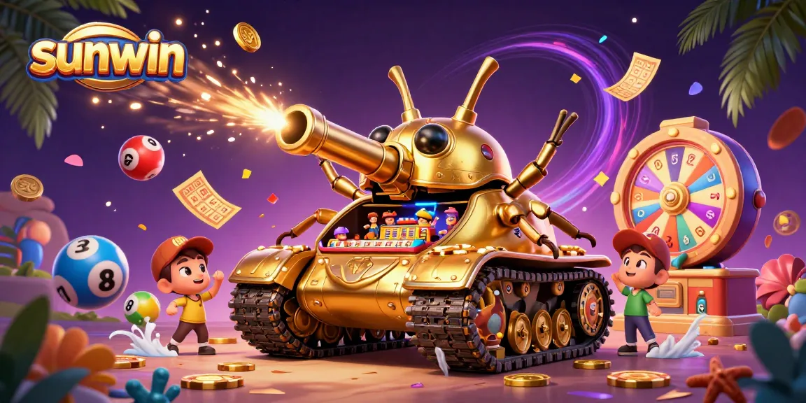 Engage with the sunwin casino experience inside a golden beetle tank showcasing vibrant lottery and casino excitement