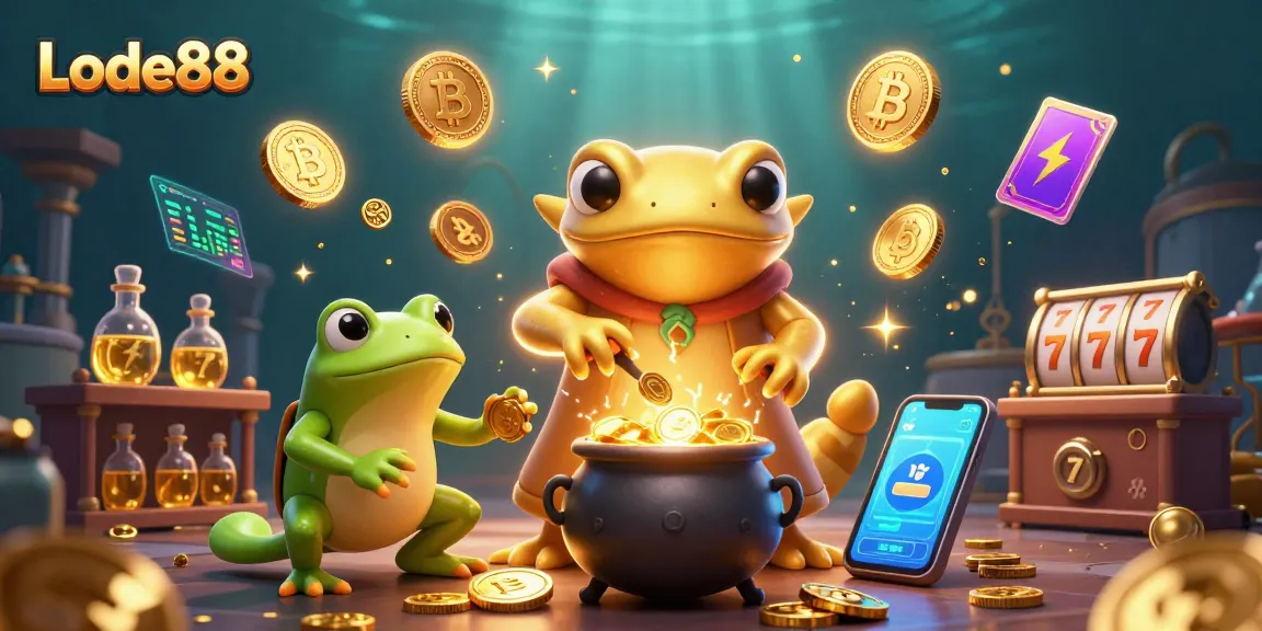Lode88 elevates gameplay with a magical scene of alchemy and casino riches.