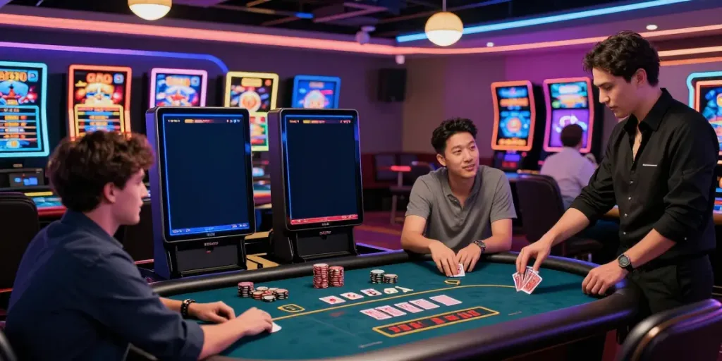 Online gambling excitement at https://ku88v1.com/ with players enjoying vibrant casino games.