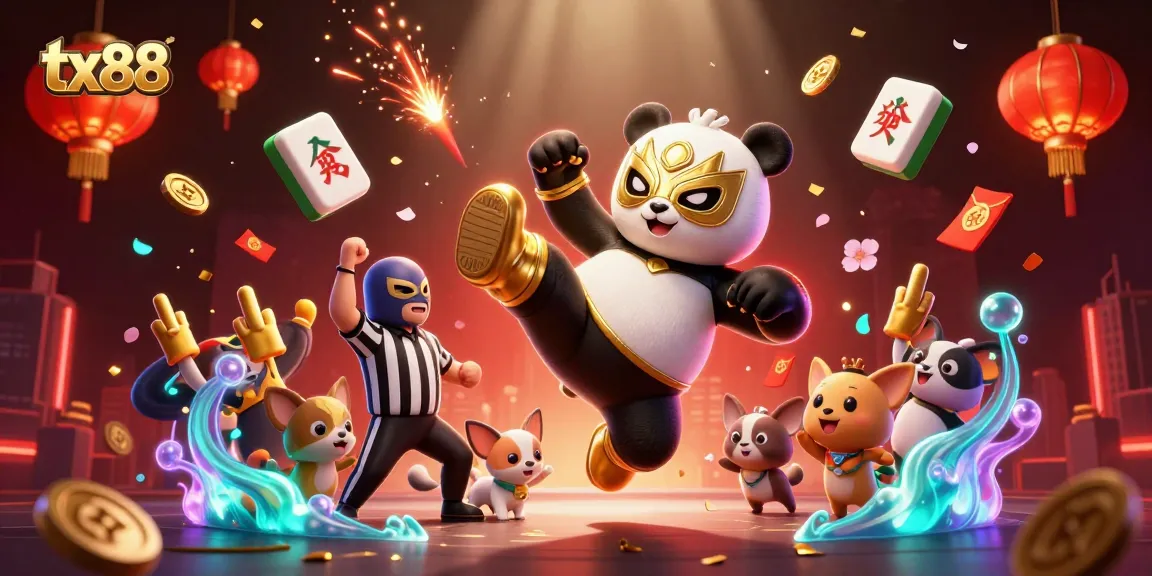 Experience excitement with tx88 as panda wrestler kicks off dynamic gaming atmosphere.